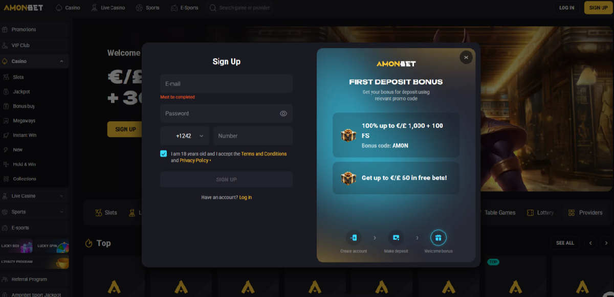 Amonbet welcome bonus details for new players