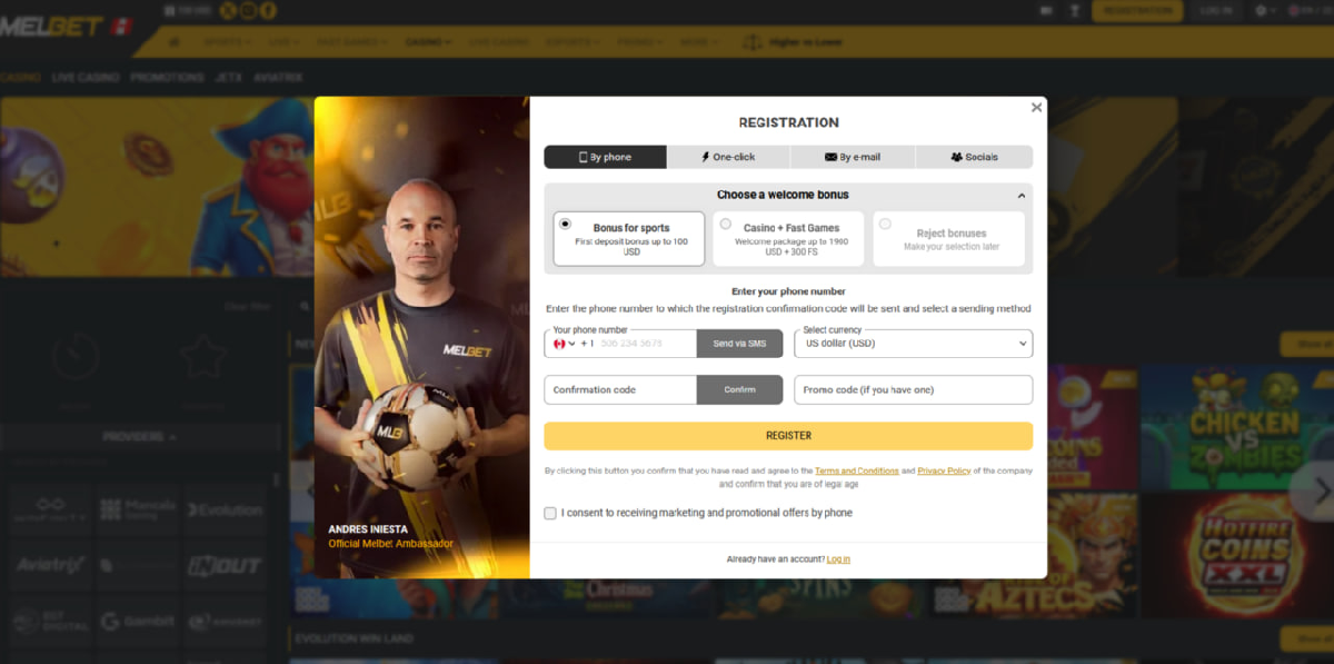 Melbet casino section showing access to Aviatrix