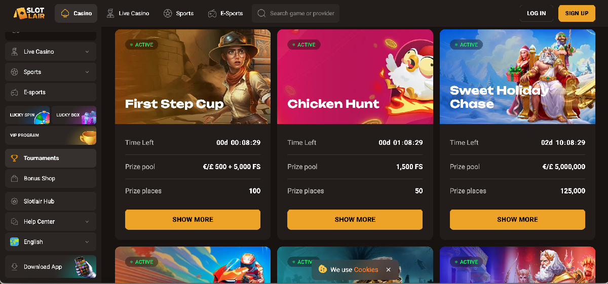Payment methods at Slotlair casino